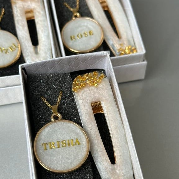 Necklace & Hairclip Bridesmaid Gift