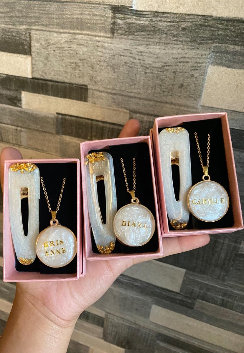 Necklace & Hairclip Bridesmaid Gift