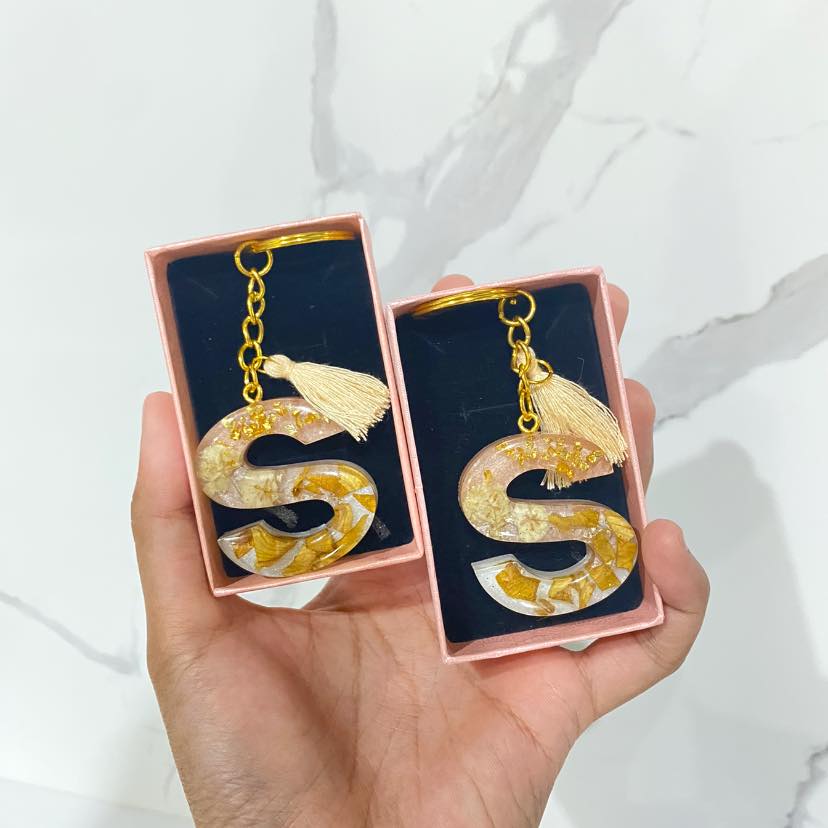Initial / Number Resin Keychain